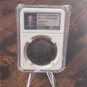 1976-EISENHOWER BICENTENNIAL TYPE-2 / IKE DOLLAR C/N CLAD (KEEPSAKE SLAB) BU/MS